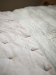 Reversible Velvet & Cotton Linen Kingsize Quilt - Putty - thumbnail 2