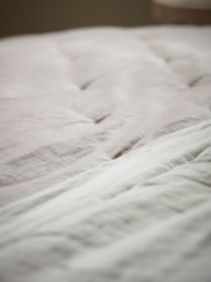 Reversible Velvet & Cotton Linen Kingsize Quilt - Putty - thumbnail 4
