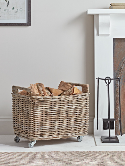 Rattan Log Basket Trolley - image 1