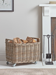 Rattan Log Basket Trolley - thumbnail 1