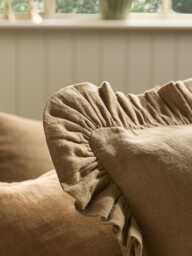 Ruffle Cotton Linen Square Cushion Cover - Nutmeg - thumbnail 4
