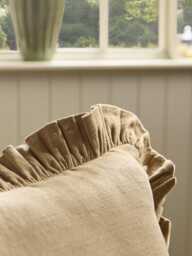 Ruffle Cotton Linen Square Cushion Cover - Nutmeg - thumbnail 2
