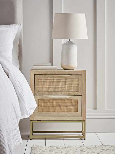 Flat Rattan Webbing Bedside Table - image 1