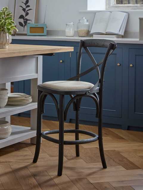 Oak Cross Back Counter Stool - Black - image 1