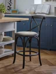 Oak Cross Back Counter Stool - Black - thumbnail 1