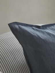 Cotton Linen Large Square Cushion Cover - Steel Blue - thumbnail 2