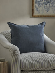 Cotton Linen Large Square Cushion Cover - Steel Blue - thumbnail 1