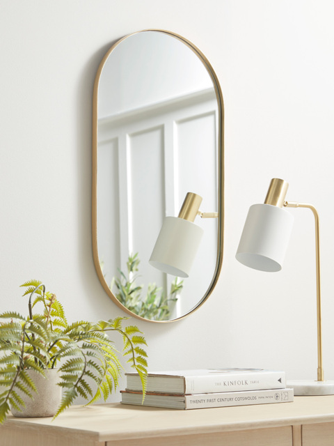 Lozenge Shaped Wall Mirror - Brass - image 1
