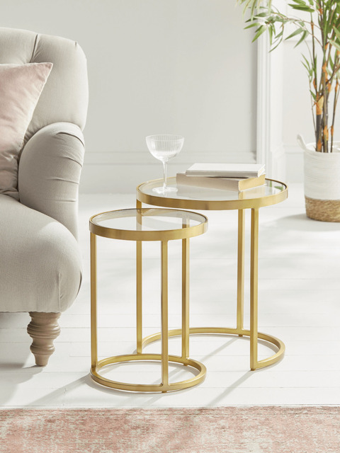 Two Glass Topped Nesting Tables - image 1