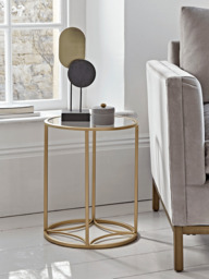 Round Gold & Glass Side Table - thumbnail 1