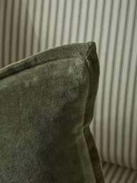 Velvet & Cotton Linen Square Cushion Cover - Moss Green - thumbnail 2