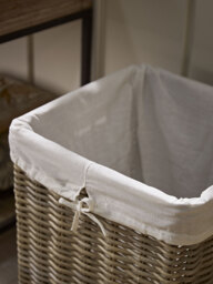 Lined Rattan Laundry Basket - Square - thumbnail 2