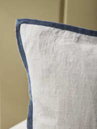 Velvet & Cotton Linen Large Square Cushion Cover - Steel Blue - thumbnail 4