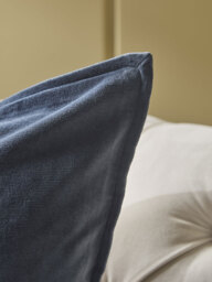 Velvet & Cotton Linen Large Square Cushion Cover - Steel Blue - thumbnail 2