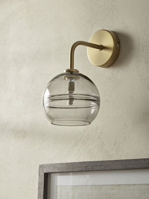 Smoked Ribbed Glass Wall Light - Round - image 1