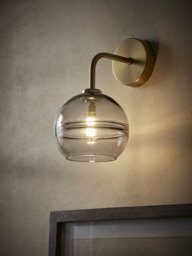 Smoked Ribbed Glass Wall Light - Round - thumbnail 2