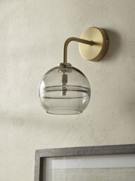 Smoked Ribbed Glass Wall Light - Round - thumbnail 1