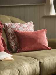 Velvet & Cotton Linen Rectangular Cushion Cover - Deep Red - thumbnail 1