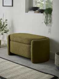 Khaki Boucle Storage Bench - thumbnail 1
