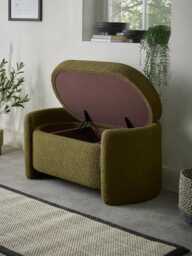 Khaki Boucle Storage Bench - thumbnail 2