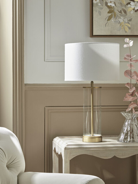 Glass & Brass Column Table lamp - image 1