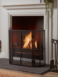 Black Iron Panel Fire Screen - thumbnail 1