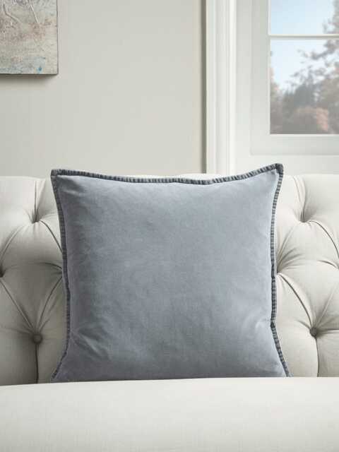 Velvet Square Cushion Cover - Dusky Blue - image 1
