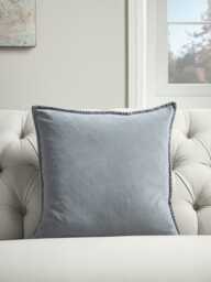 Velvet Square Cushion Cover - Dusky Blue - thumbnail 1