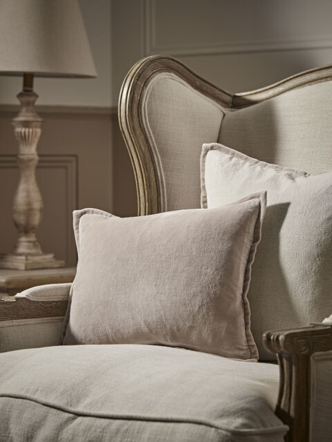 Velvet & Cotton Linen Rectangular Cushion Cover - Putty - image 1
