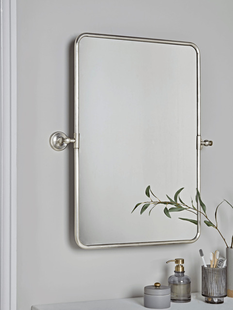 French Rectangle Wall Mirror - Antique Silver - image 1