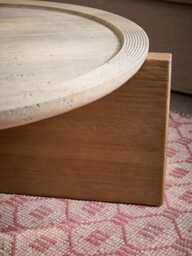 Travertine Round Coffee Table - thumbnail 2