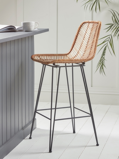 Chevron Flat Rattan Counter Stool - image 1