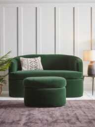 Lulea Ottoman - Tobacco Opulent Cotton Velvet - thumbnail 1