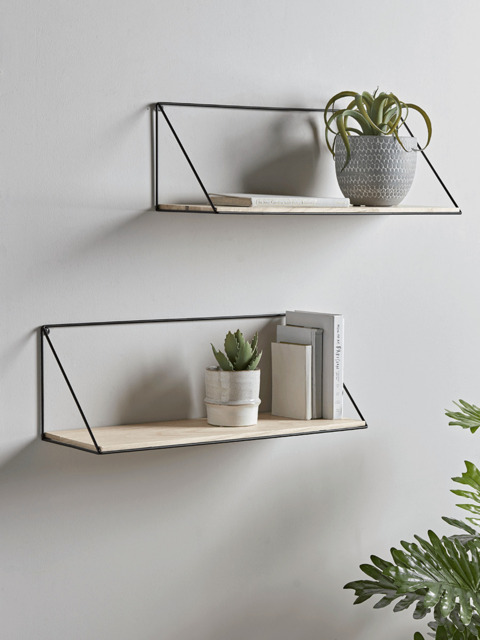 Two Industrial Wood & Metal Shelves - Large - image 1
