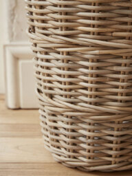 Rattan Waste Paper Basket - Round - thumbnail 2