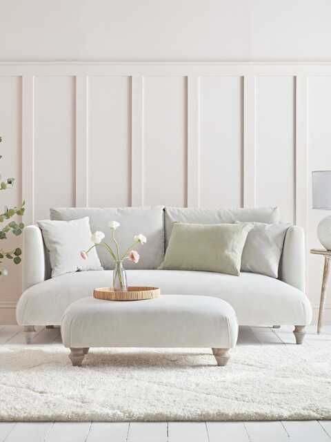 Geneve Three Seater Sofa - Delicate Rose Opulent Cotton Velvet - image 1