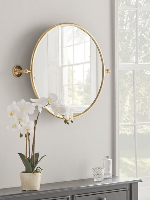 French Round Wall Mirror - Brass - image 1
