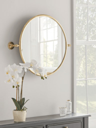 French Round Wall Mirror - Brass - thumbnail 1