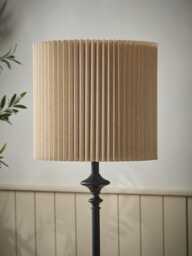 40cm Tall  Natural Linen Vintage Pleated Shade - thumbnail 1