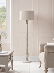 Grey Washed Turned Floor Lamp