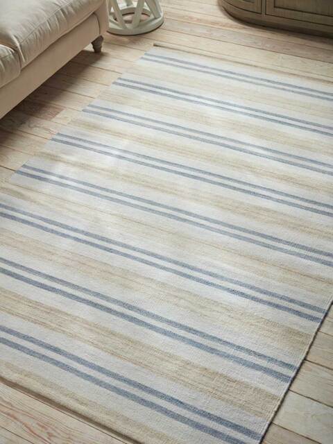 French Blue Striped Rug - image 1