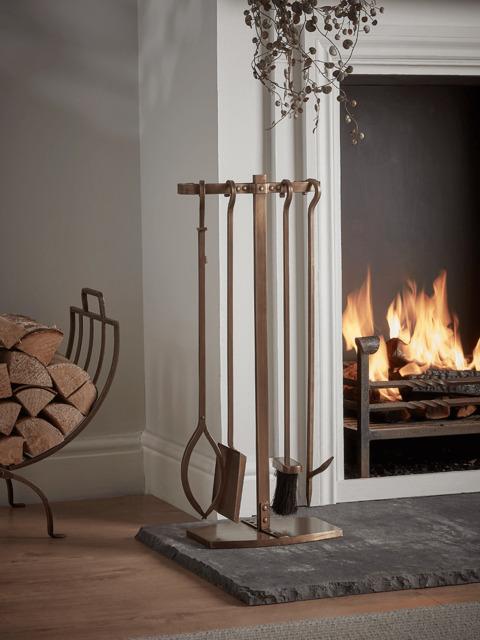 Tall Brass Fireside Set - image 1