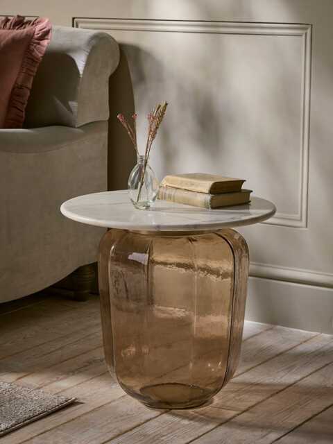 Blush Glass & Marble Coffee Table - image 1