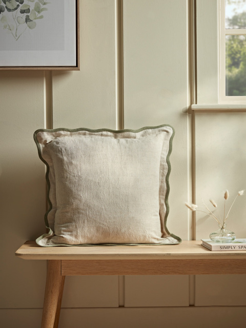 Scalloped Square Cushion Cover - Fern Green - image 1