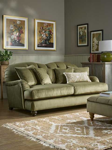 Vollen Three Seater Sofa - Burnt Orange Velvet - image 1