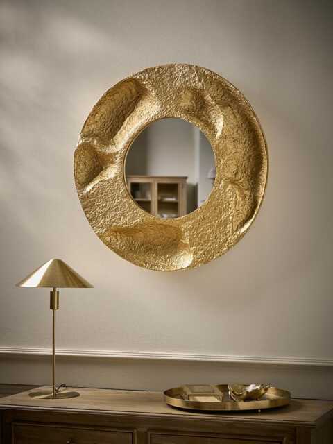 Round Textured Brass Mirror - image 1