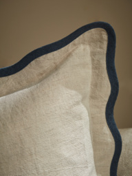 Scalloped Square Cushion Cover - Steel Blue - thumbnail 2
