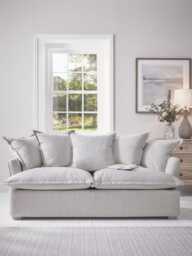 Umea Two Seater Sofa - Soft Eau De Nil Wide Cotton Stripe - thumbnail 1