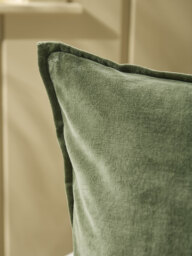 Velvet & Cotton Linen Large Square Cushion Cover - Moss Green - thumbnail 2