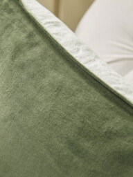 Velvet & Cotton Linen Large Square Cushion Cover - Moss Green - thumbnail 3